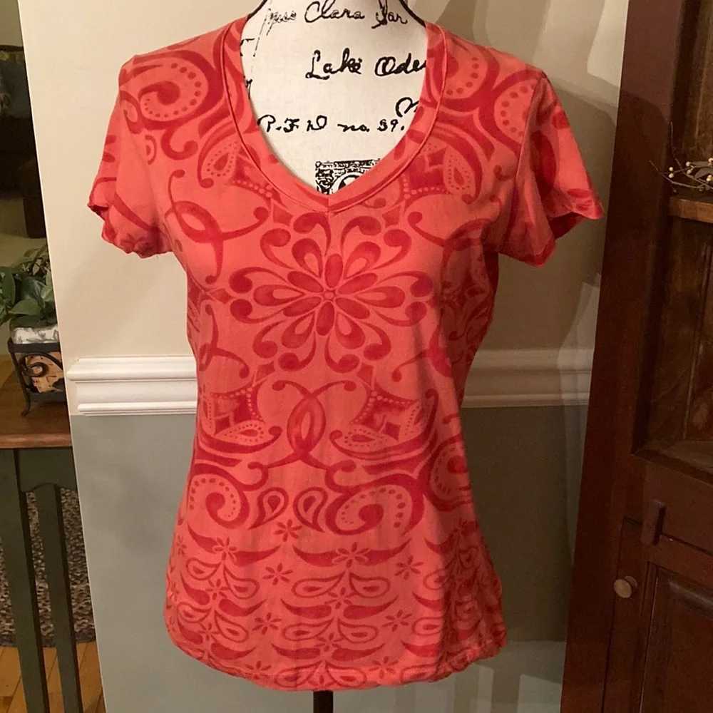 Eddie Bauer orange print t-shirt - Picture 1 of 7